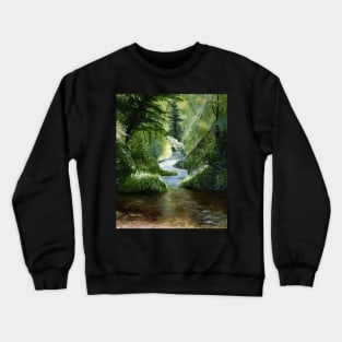 Woodland Stream Oil Painting Crewneck Sweatshirt